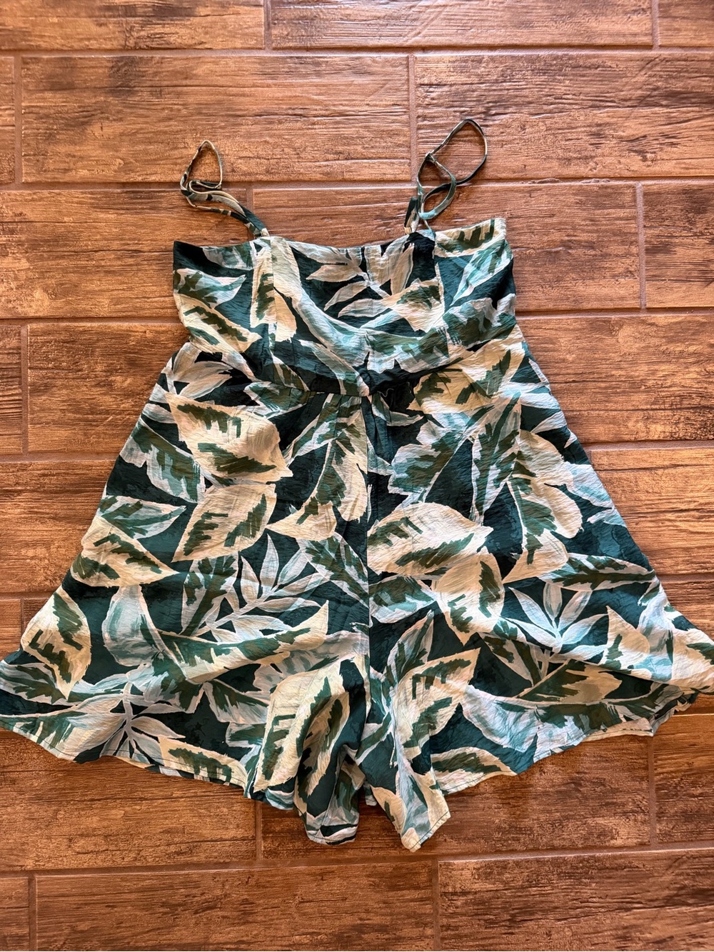 Rachel Zoe Green and Cream Tropical-Leaf Romper